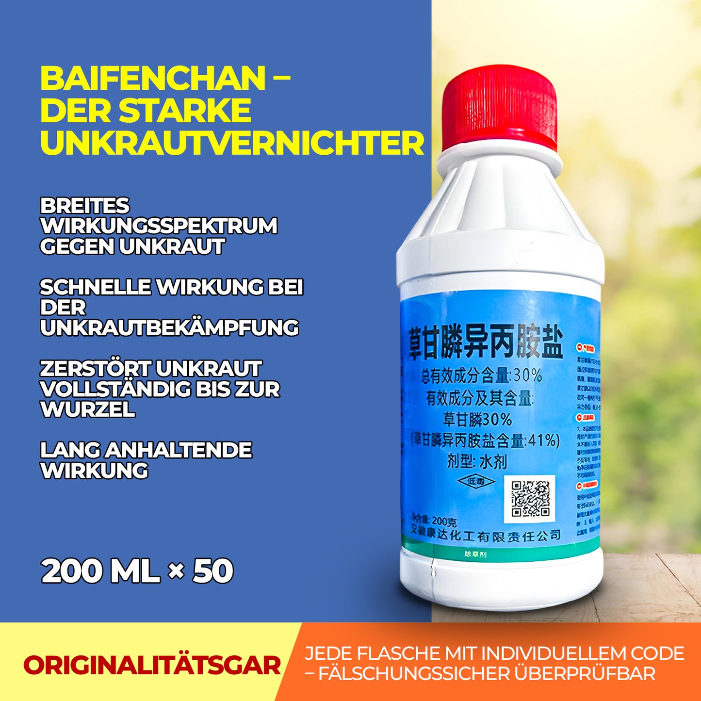 Glyphosate 41 % concentré – Herbicide pour le contrôle de la végétation et l'entretien des terres